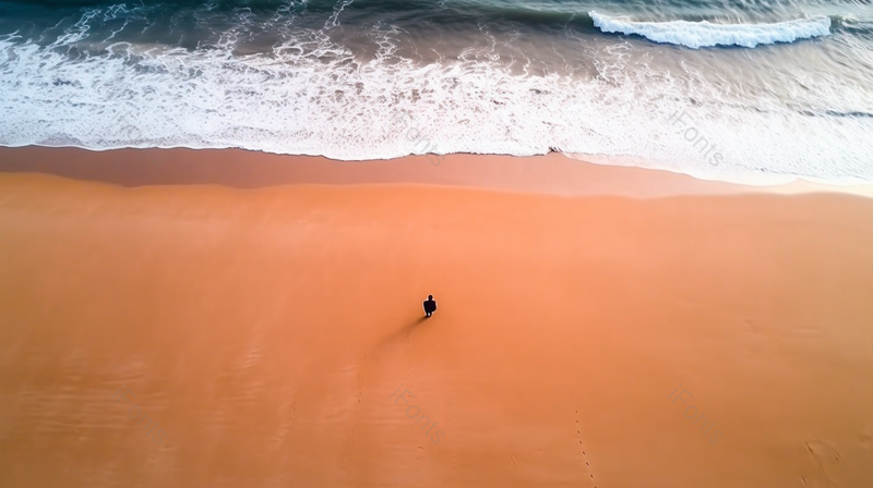 海浪沙滩一个人放松休闲自由摄影图,高清,摄影图,摄影图片,图片大全,摄影图免费下载